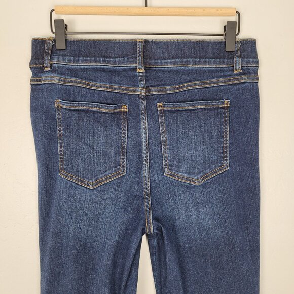 Spanx Flare Jeans Stretch Pull On High Rise Midnight Shade Blue Size L - Picture 6 of 11